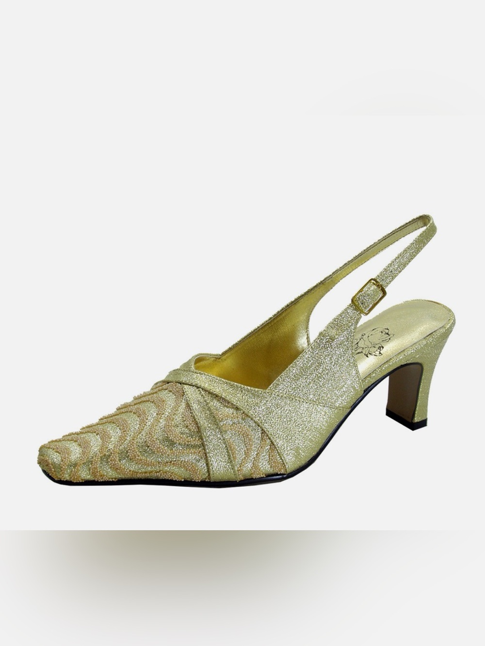 Floral Collection Shoes- gold close toe - size 6.5 Wide width